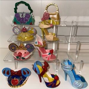 Disney parks high heel shoe, purse, hat ornament lot Cinderella Snow White belle